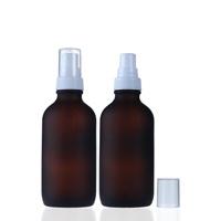 Flacons en verre ambré givré de 120 ml pour vaporisateur, flacons de 4 oz pour huile essentielle, soin de la peau, tonique