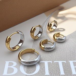 Pendientes de Acero de Titanio de Dos Colores, Estilo Europeo y Americano, Novedad de Otoño e Invierno 2024, Gran Venta, Estilo Ligero y Lujoso - Product Image 1