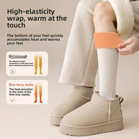 Chaussettes thermiques en molleton sans couture pour femme, 99 % coton, doublées polaire, épaisses, chaudes pour l'hiver, style JK, sans coutures, en tissu éponge