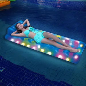 Factory Infla table Pool Floats Transparente Luft matratze mit bunten LED-Lichtern Pool Floating für Erwachsene Water Party Beach Fun