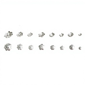 Vekeklee S925 Sterling Silver Flower-shaped <b>Laminate</b> Spacer <b>Bead</b> Caps Hole DIY Ornament Accessories Receptacle <b>for</b> Necklace - Product Image 4