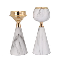 Pièce centrale de décoration de Table, bougeoir en métal marbré de style européen