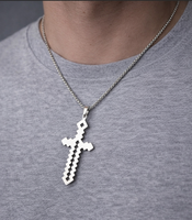 Collier pendentif inspiré de l'épée de Minecraft en acier inoxydable, style hip-hop, cadeau d'anniversaire pour homme