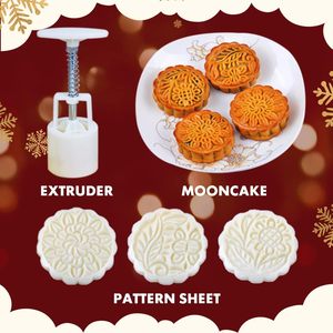 ชุดแม่พิมพ์ทำขนมไหว้พระจันทร์ 6 แบบ สำหรับเทศกาลกลางฤดูใบไม้ร่วง ทำเองได้ด้วยมือ รูปทรงกลม/สี่เหลี่ยม ลายดอกไม้ - Product Image 2