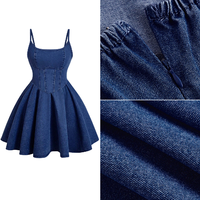 Robe en jean d'été au design tendance, douce et mignonne, à bretelles spaghetti, robe en jean sexy décontractée pour femmes
