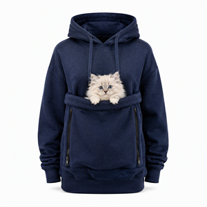 OEM Custom Lilac Oversized Fleece Pet Carrier <b>Hoodie</b> Kangaroo Pouch Cat <b>Dog</b> Holder Sweatshirt Wholesale Unisex S-5XL Pullover - Product Image 3