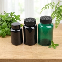 Bouteille écologique 150 ml en plastique PET noir pour compléments alimentaires, pilules et capsules, bouteille en plastique pour vitamines avec bouchon résistant aux enfants