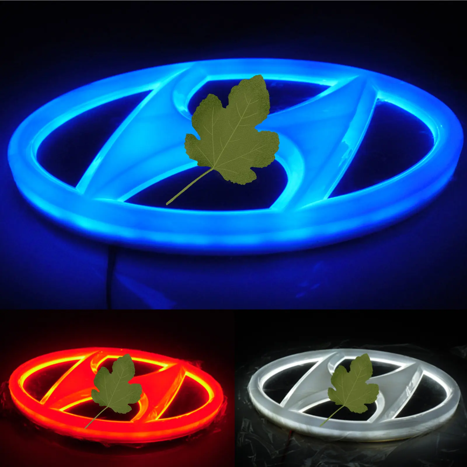 Dẫn chiếu sáng chiếu sáng 4D xe ánh sáng huy hiệu Sticker phía sau phía trước biểu tượng bóng đèn cho Hyundai iX35 i30 Sonata Tucson Santafe Verna