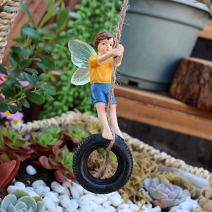 OEM ODM Décorations de scène créatives pour <span class=keywords><strong>jardin</strong></span> féerique miniature, en forme de pneu et d'ange, sculptées et polies - Product Image 3