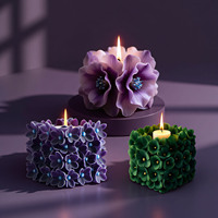 Moule en silicone carré pour bougie parfumée Hortensia, moule DIY pour fleur de pivoine, diffuseur de parfum créatif, pot décoratif pour bougie