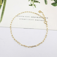 À la mode 14K Pur Or Papier Clip Chaîne Lien Bracelet Minimaliste 14K Solide Chaîne En Or Bracelet Fine Jewelry