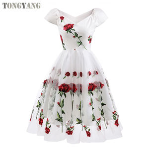 TONGYANG donna <span class=keywords><strong>abiti</strong></span> da festa estate spalle <span class=keywords><strong>eleganti</strong></span> da sera Sexy <span class=keywords><strong>abiti</strong></span> da Club ricamati abito a <span class=keywords><strong>fiori</strong></span> - Product Image 3