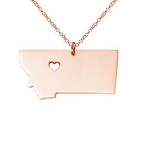 Collana con ciondolo A forma di stato del <span class=keywords><strong>Montana</strong></span> Color oro rosa collana con mappa A forma di stato del <span class=keywords><strong>Montana</strong></span> con un cuore - Product Image 3