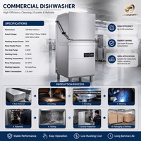 Mesin Cuci Piring Tipe Hood Stainless Steel 304 220V Otomatis Penuh Kapasitas 16 Set untuk Penggunaan Rumah Tangga dan Restoran