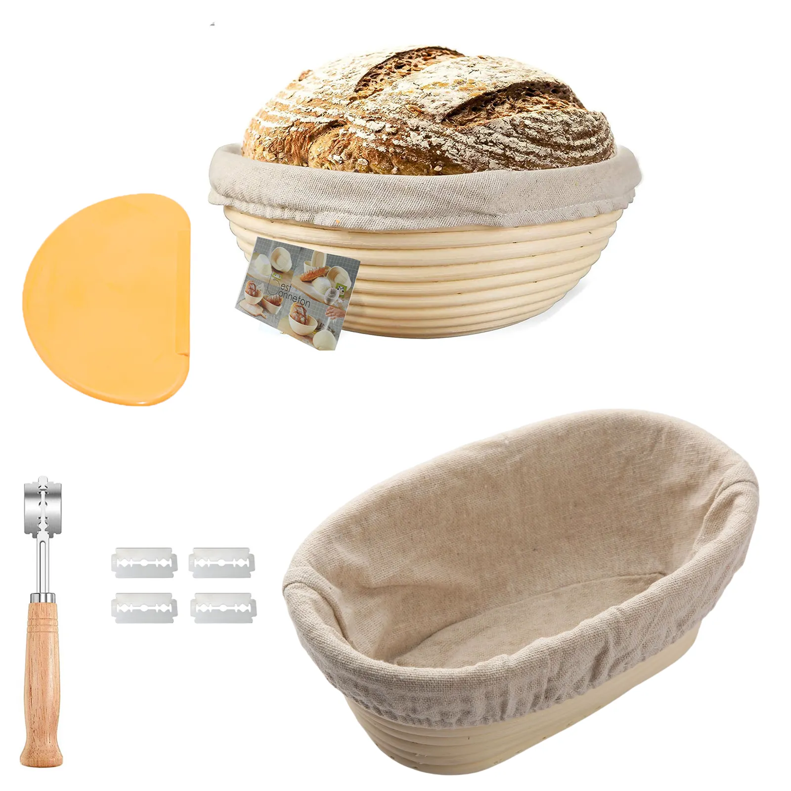 Banneton Bread Proofing Basket 8 9 10 inch Indonesia Rattan Sourdough Basket Bowl Tool Kit Sets for Baking Baker Customization