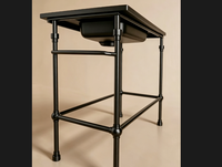 Ensemble de mobilier de jardin en acier inoxydable au design exceptionnel, facile à assembler, avec table, banc, étagère et console, robuste et résistant pour l'extérieur.