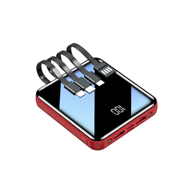 Mini batterie d'alimentation miroir UV, 20000mah, chargeur Portable, Logo personnalisé, avec câble intégré, vente en gros, 20000