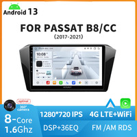 Autoradio Android 13 1280*720 IPS Car-play 8 cœurs 4G LTE Navigateur pour VW PASSAT B8/CC 2017-2021