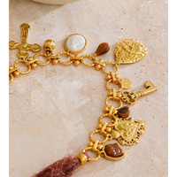 JINYOU 4619-Collier pendentif en acier inoxydable avec corde en polyester rouge foncé vintage plaqué or en forme de clé, bijoux pour cadeau