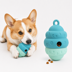 Giocattolo per Cani a Forma di Nido d'Ape in Silicone Alimentare, Dispenser di Crocchette Interattivo, Giocattolo <span class=keywords><strong>da</strong></span> Masticare per <span class=keywords><strong>Cuccioli</strong></span> in Fase di Dentizione - Product Image 1