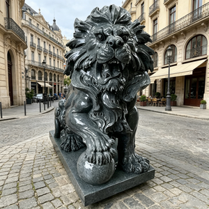Grande Statua di Leone in Marmo Stile Europeo, Scultura Animale Intagliata e Incisa, Leone Dormiente per Decorazione Esterna del Cancello - Product Image 3