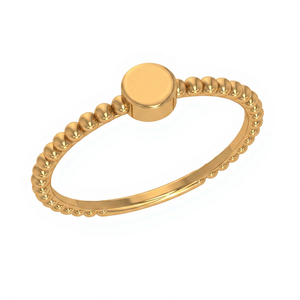 Bague à bande perlée en or 10 carats, design personnalisé fait main, diamant solitaire VVS1 cultivé en laboratoire, fabricant de bijoux délicats - Product Image 1