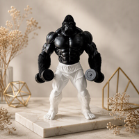 Grande sculpture réaliste en résine de gorille King Kong, haltères, décoration de Noël extérieure pour salle de sport, art de rue, durable, peinte à la main