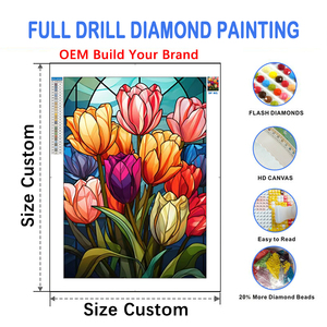 Pintura de Diamantes 5D DIY con Diseño de Tulipán, Cuadrada/Redonda, para Decoración del Hogar, Regalo, Venta al Por Mayor - Product Image 3