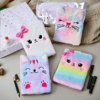 Carnet A6 en peluche motif dessin animé avec reliure cousue, papier 80 g/m², broderie fille mignonne, logo personnalisé, cadeau étudiant, journal intime