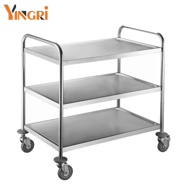 Jmyingli – chariot de Service de restauration en acier inoxydable, chariot de Service de cuisine à 3 niveaux avec roues pour hôtels