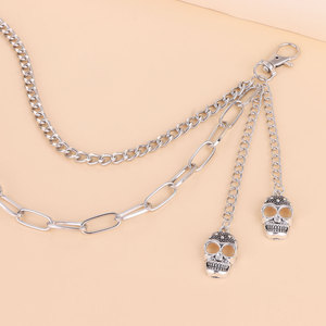 Cadena de cintura metálica con calavera estilo punk para mujer, de aleación de zinc, doble capa, estilo urbano, cadena decorativa de moda para uso diario. - Product Image 4