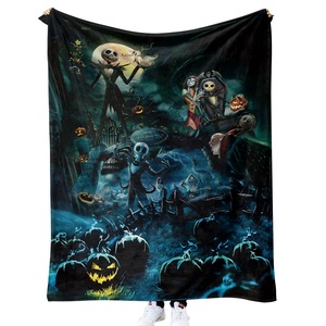 Couverture imprimée numérique 3D en gros Couverture polaire double face douce <span class=keywords><strong>Jack</strong></span> <span class=keywords><strong>Skellington</strong></span> et <span class=keywords><strong>Sally</strong></span> Couverture d'Halloween - Product Image 2