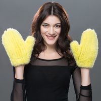 Guantes de piel de visón de invierno, mitones de punto, guantes de piel de visón Real para mujer, mitones de piel de visón tejidos de invierno, dedos cubiertos
