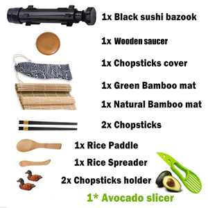 Tapis de riz en bambou <span class=keywords><strong>Sishi</strong></span> Bazooka Maker Trancheuse d'avocat Kit de fabrication de sushis avec porte-baguettes Épandeur de pagaie de riz - Product Image 4