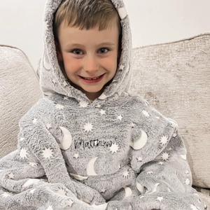 Plush Wearable Blanket <strong>Hoodie</strong> for Kids Custom Sherpa <strong>Oversized</strong> Sweatshirt Baby <strong>Snuggles</strong> Hood Blanket With Large Pocket - Product Image 2