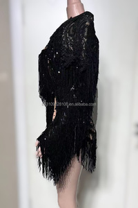 Falda Corta Ajustada y Sexy con Lentejuelas, Pedrería y Borlas, para Cantantes <span class=keywords><strong>de</strong></span> Bar, Grupos <span class=keywords><strong>de</strong></span> Chicas, Disfraces <span class=keywords><strong>de</strong></span> Actuación - Product Image 3