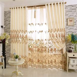 Elegant European Floral Embroidery Sheer Curtain Design for Bedroom Villa Natural Light Filtering Grommet <strong>Window</strong> <strong>Voile</strong> - Product Image 2
