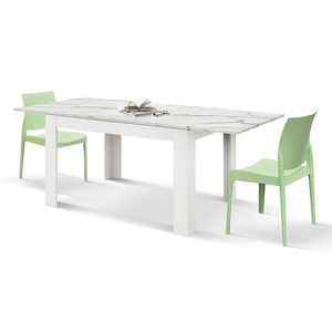 Diego Extendable <b>Table</b> Statuary White Laminate <b>Top</b> Melamine Base Indoor <b>Dining</b> - Product Image 2
