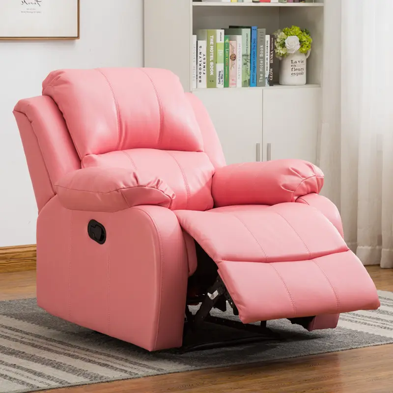 Silla giratoria eléctrica de cuero rosa con función de relajación moderna para Salón al aire libre, uso de cine en casa