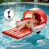 Transat gonflable OUTAFUN en PVC avec deux hélices motorisées, flotteurs de piscine motorisés rechargeables avec auvent pour adultes