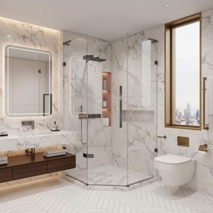 Cabine de <span class=keywords><strong>douche</strong></span> robuste en verre trempé épais avec profilés en aluminium, cabine intégrée gain de place - Product Image 1