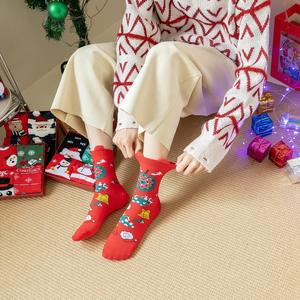 Noël femme automne hiver dessin animé mi-tube père noël wapiti bonhomme <span class=keywords><strong>de</strong></span> neige mignon rouge sol dormir <span class=keywords><strong>chaussette</strong></span> Ins Style - Product Image 4
