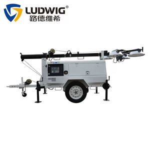 9m折りたたみ式伸縮マスト、4*1000 LED/メタルハライド、ガーデンモバイルトレーラーライトタワー、クボタディーゼル発電機付き、IP65 - Product Image 4