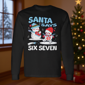 Santa Says Six Seven Christmas Meme Xmas Camiseta de manga larga - Product Image 3