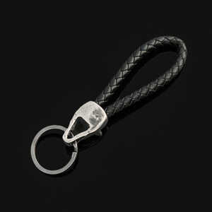 Porte-clés en acier inoxydable yunnique avec tête de loup, cordon en cuir tressé rétro, accessoire pour clés de voiture - Product Image 3