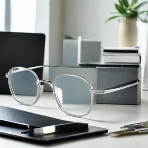 Dernières lunettes optiques tendance monture titane pur jante complète carré IP couleur revêtement bronze poids léger unisexe 8016
