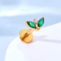 TOPOSH Boucles d'oreilles plaquées or titane, avec zircone cubique (CZ) marquise et ronde, à filetage interne, pour piercing hélix et cartilage, bijoux de corps