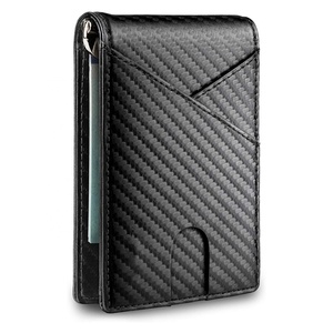 Custom PU Leather <b>Wallet</b> Minimalist Money Clip Front Pocket Card Holder <b>RFID</b> <b>Blocking</b> <b>Wallets</b> Carbon Fiber <b>Wallet</b> for Men - Product Image 6