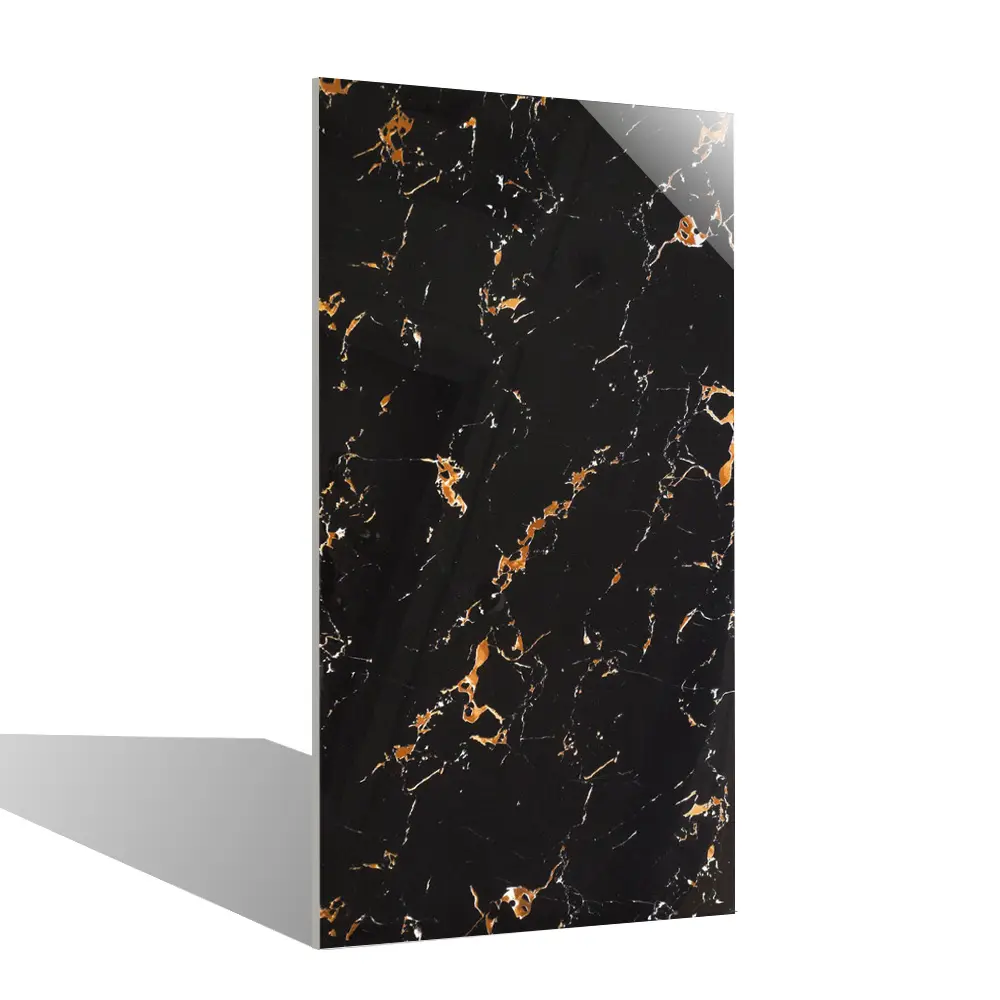 Le piastrelle di ceramica per pavimenti in marmo smaltato lucido oro nero di lusso antiscivolo moderno dell'hotel hanno Stock a buon mercato