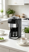 Cafetera Eléctrica Anbolife de 1050W con Molinillo, Acero Inoxidable, Programable 24H, Pantalla Táctil, Función Mantener Caliente, para Hogar y Cocina